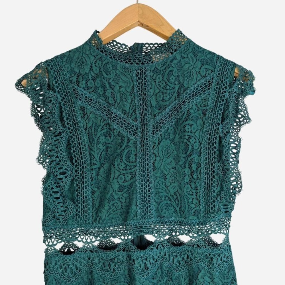 Sage Paije Worth the Chase Lace Mini Dress Forest Green NWT Large - Picture 5 of 10